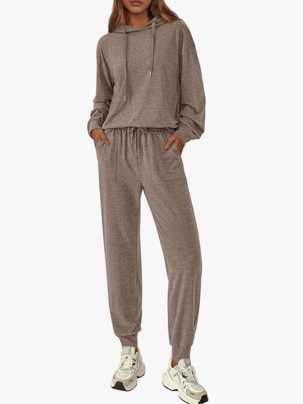 PrettyGarden 2 Piece Lounge Set Hoodie Sweatshirt Joggers